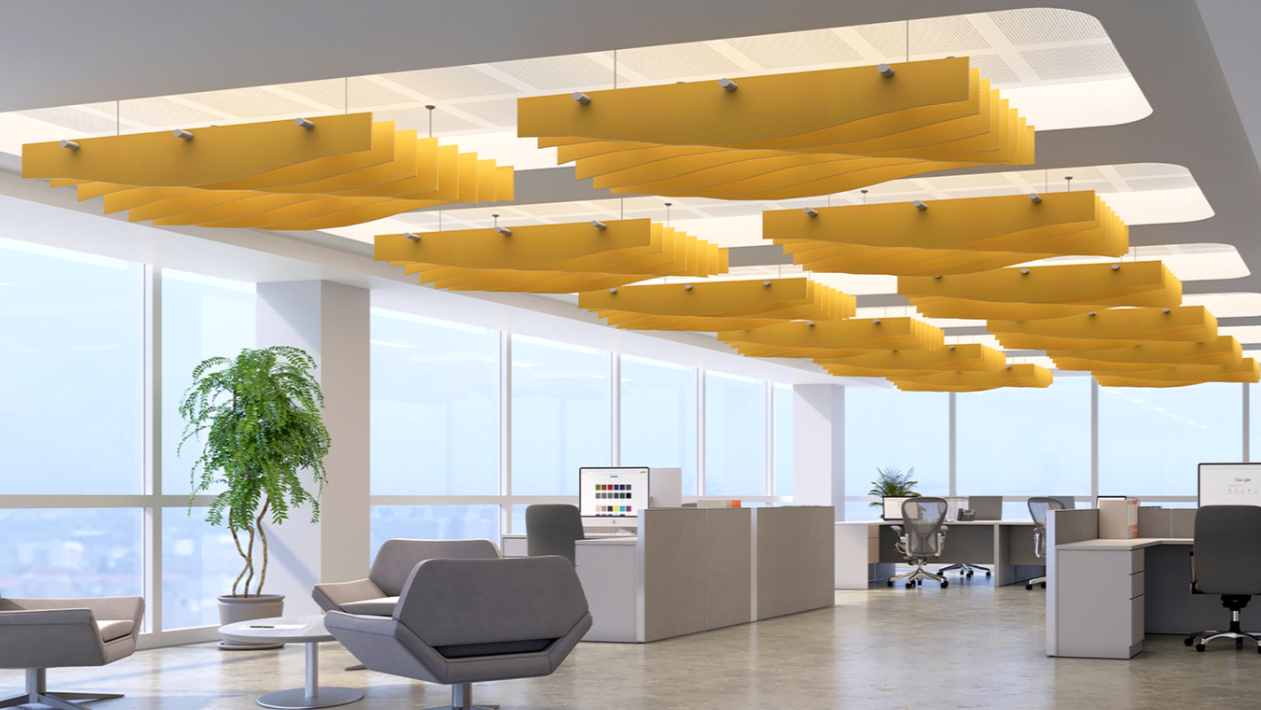 Echodeco Acoustic CeilingEchodeco Acoustic Ceiling Baffles 3/4" Thickness 48"W x 48"D -egyr desk