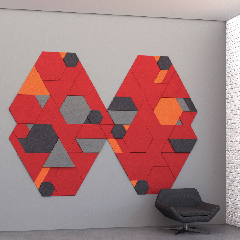 EchoDeco 90% Acoustic Wall Tile Shapes 12" & 24" Square Trapezoid
