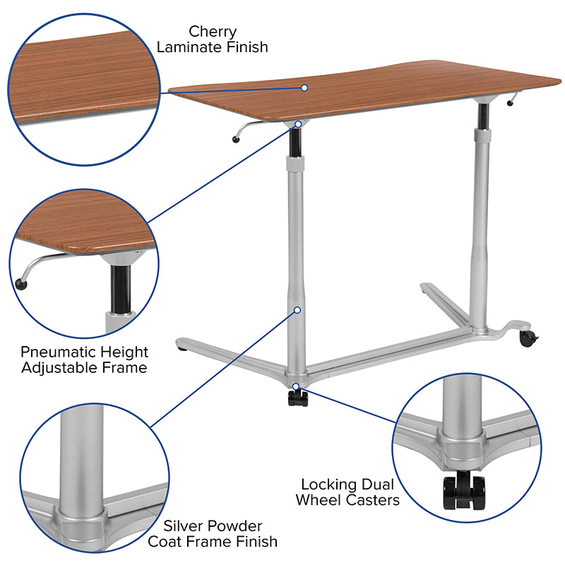 NAN-IP-6-1-CH-GG Pneumatic Height Adjustable Stand Up Desk - Egyr Desk