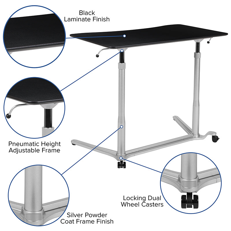 NAN-IP-6-1-BK-GG Pneumatic Height Adjustable Stand Up Desk - egyr Desk