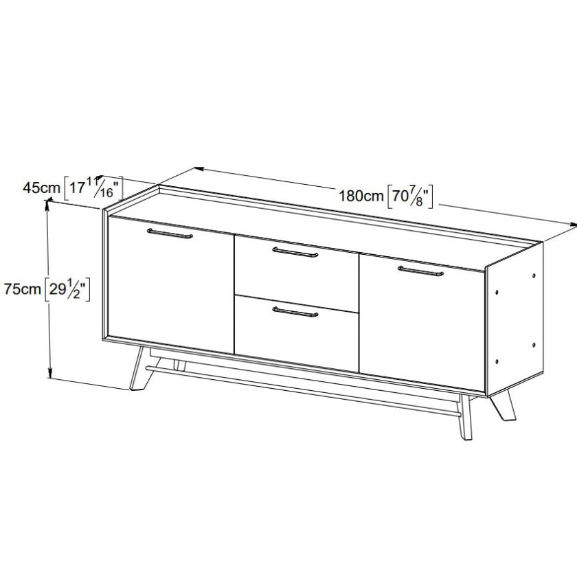 Denali Credenza Sideboard 71 x 30 Inches In Walnut