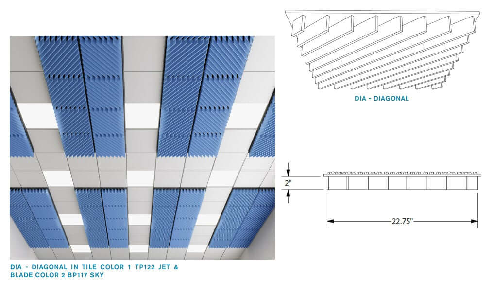 Echodeco 85% Acoustic Blade Ceiling Tile 23.75" x 23.75"
