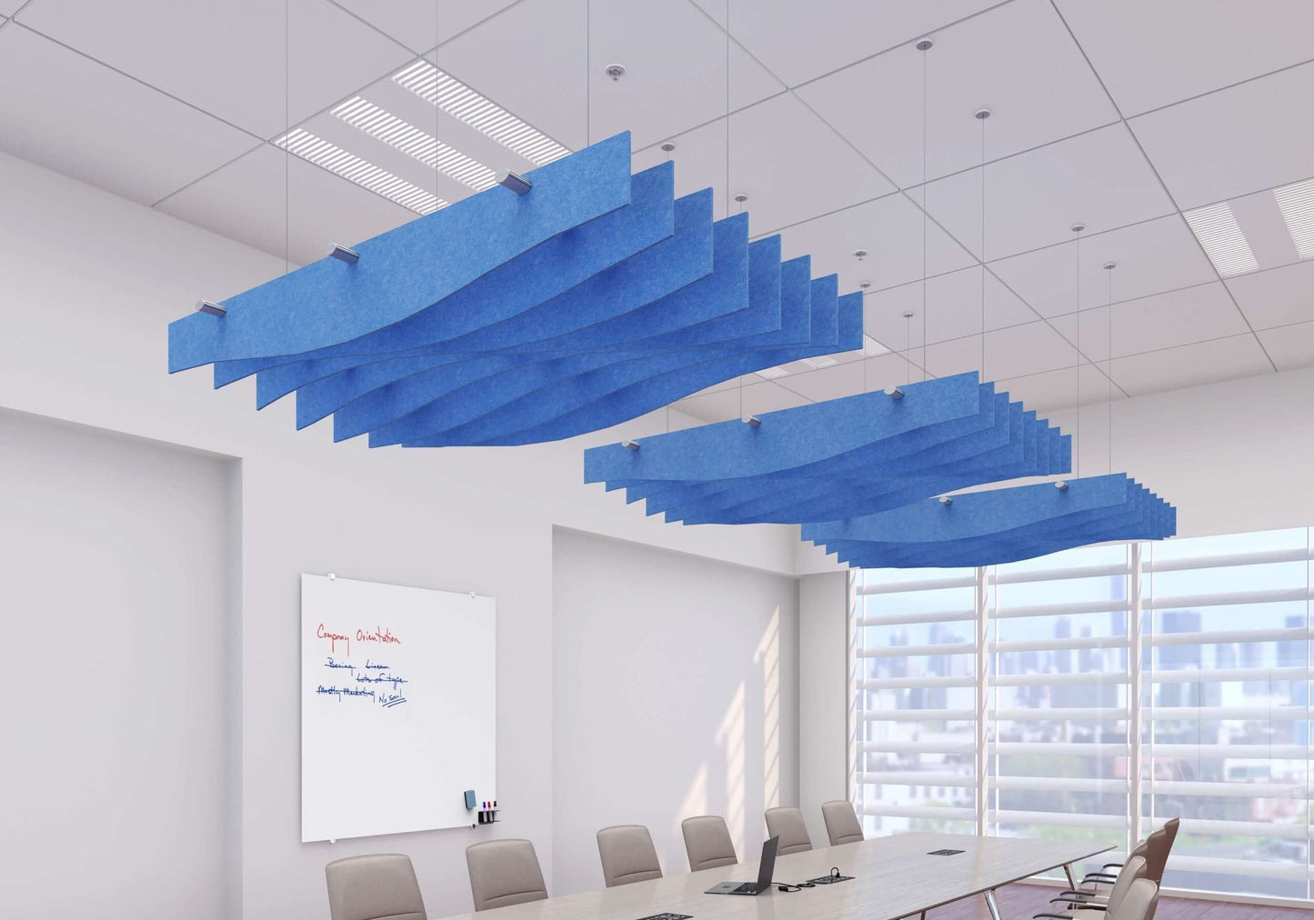 Echodeco 90% Acoustic Ceiling Baffles Wave Design 48-96"W