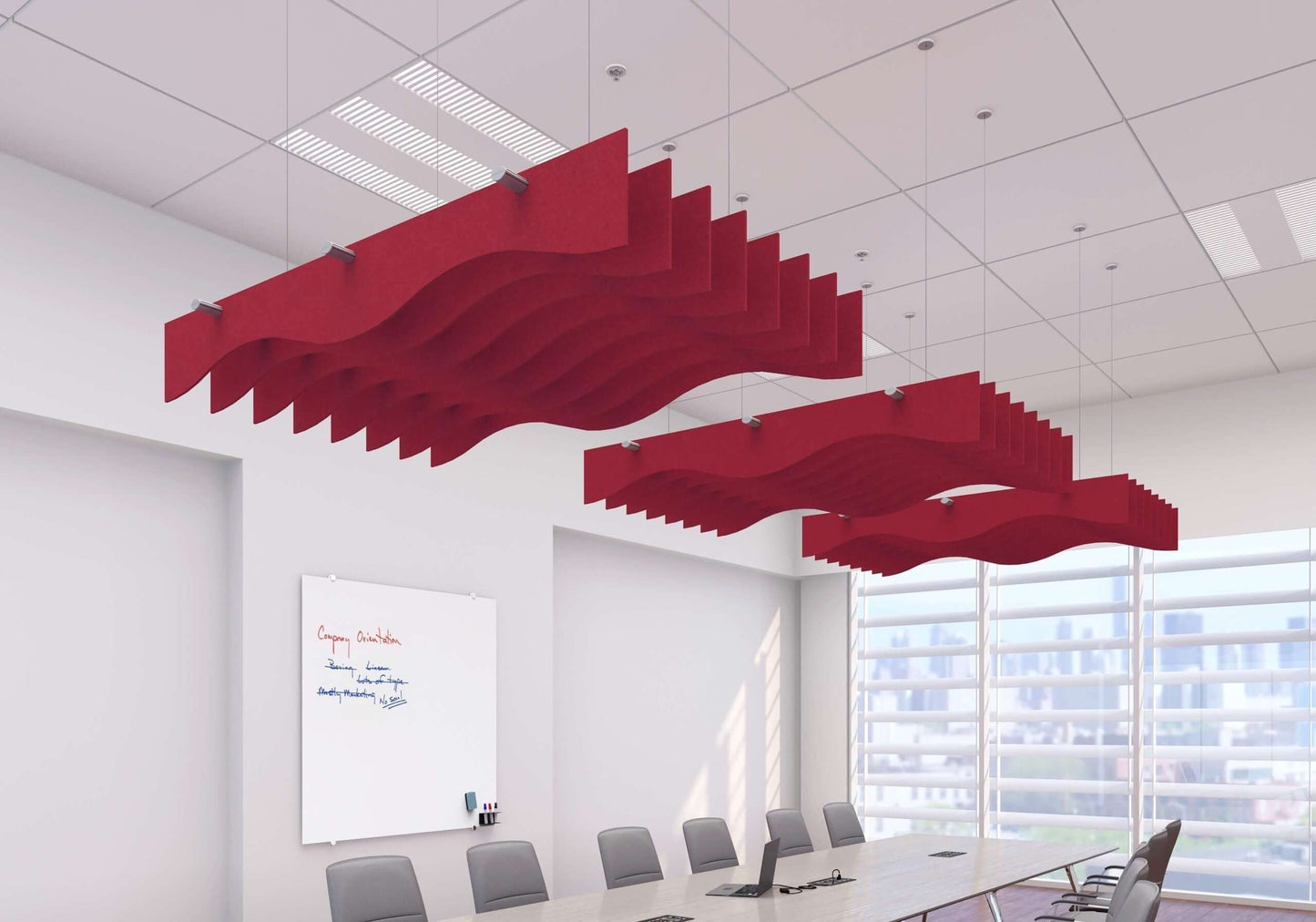 Echodeco 90% Acoustic Ceiling Baffles Wave Design 48-96"W