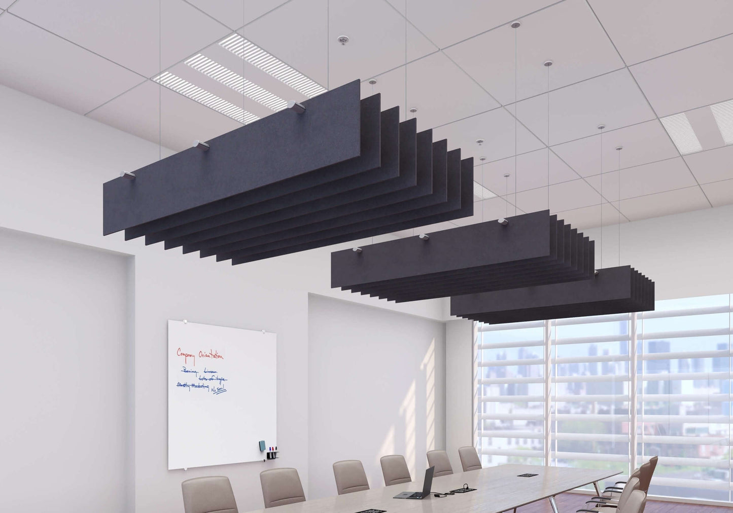 Echodeco 90% Acoustic Ceiling Baffles Wave Design 48-96"W