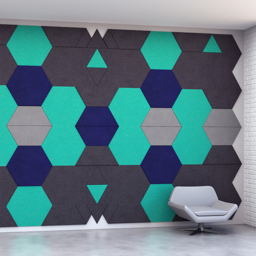 EchoDeco 90% Acoustic Wall Tile Shapes 12" & 24" Square Trapezoid