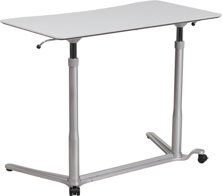 Sit-Down, Stand-Up Light Gray Computer Desk