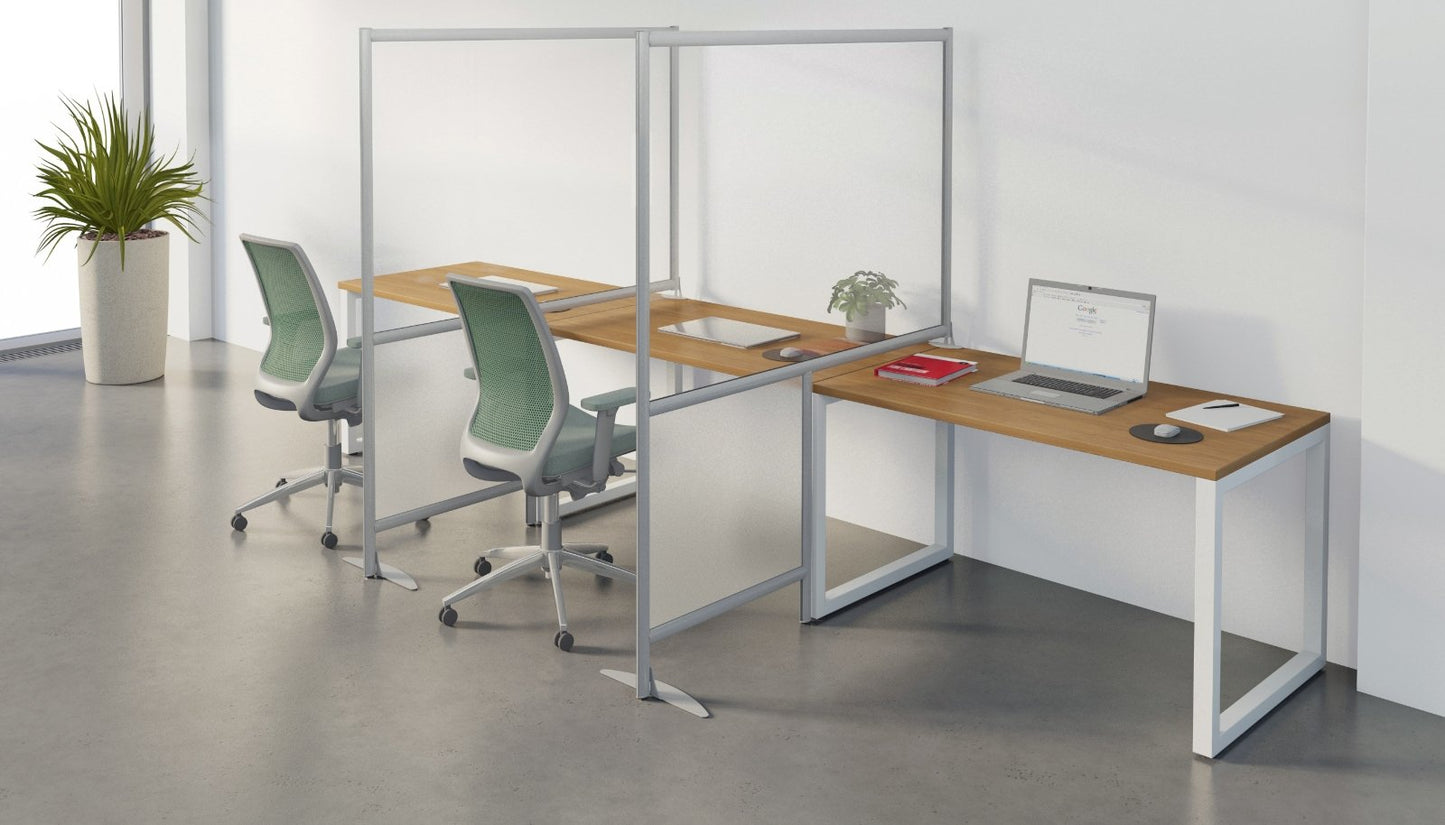 Notch Wall Desk Divider Clear Frosted Acrylic 36"- 42"W x 54"H - 72"H