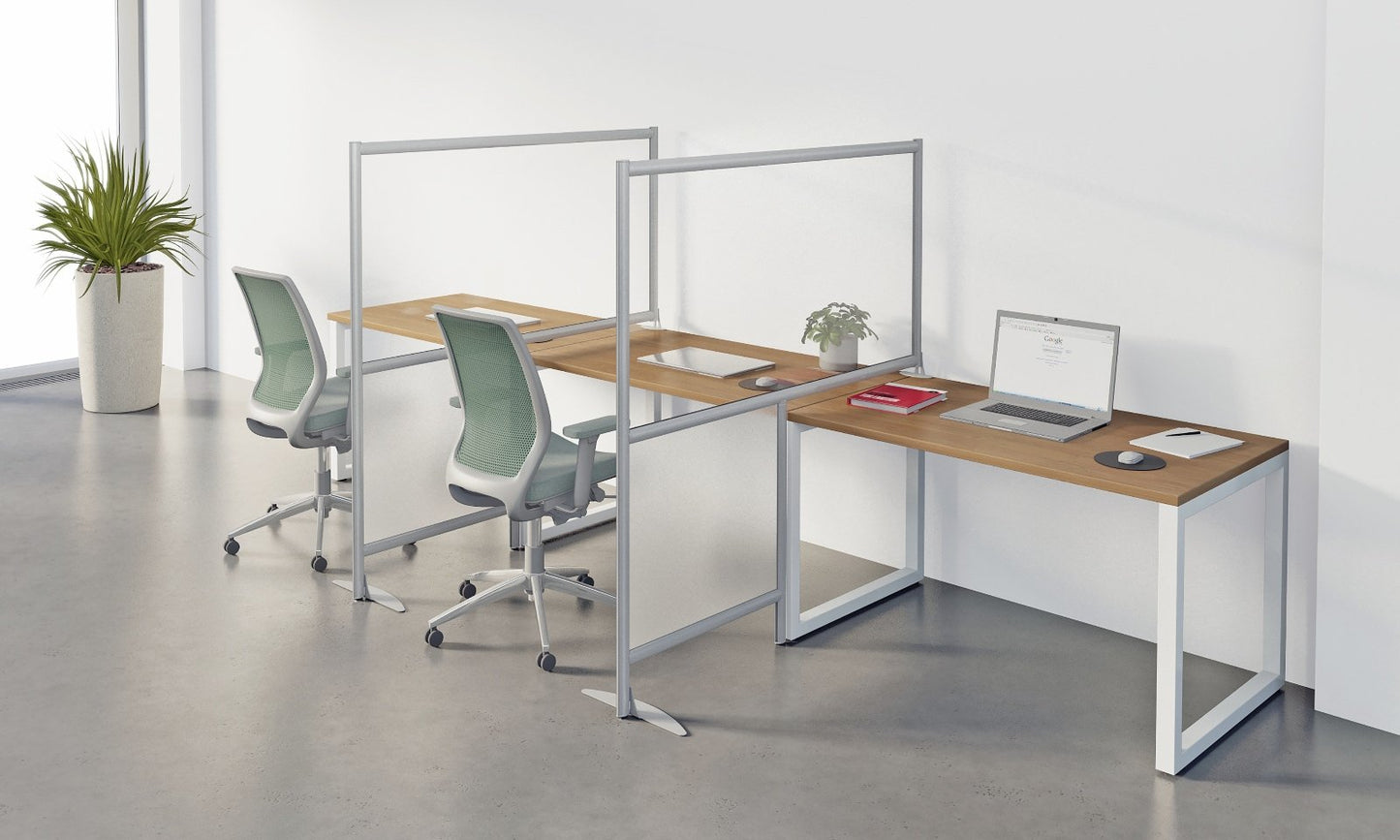 Notch Wall Desk Divider Clear Frosted Acrylic 36"- 42"W x 54"H - 72"H