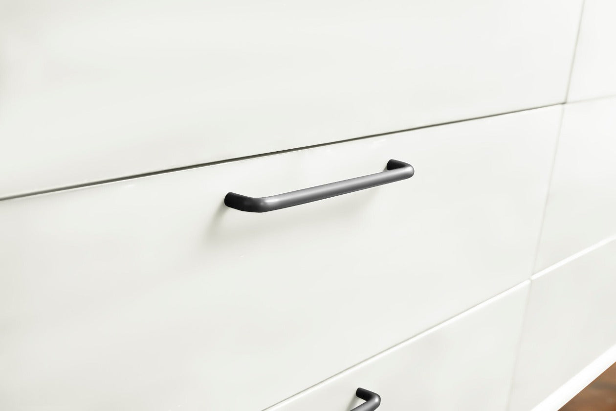 Rainier Double Dresser and High Chest Drawers in White