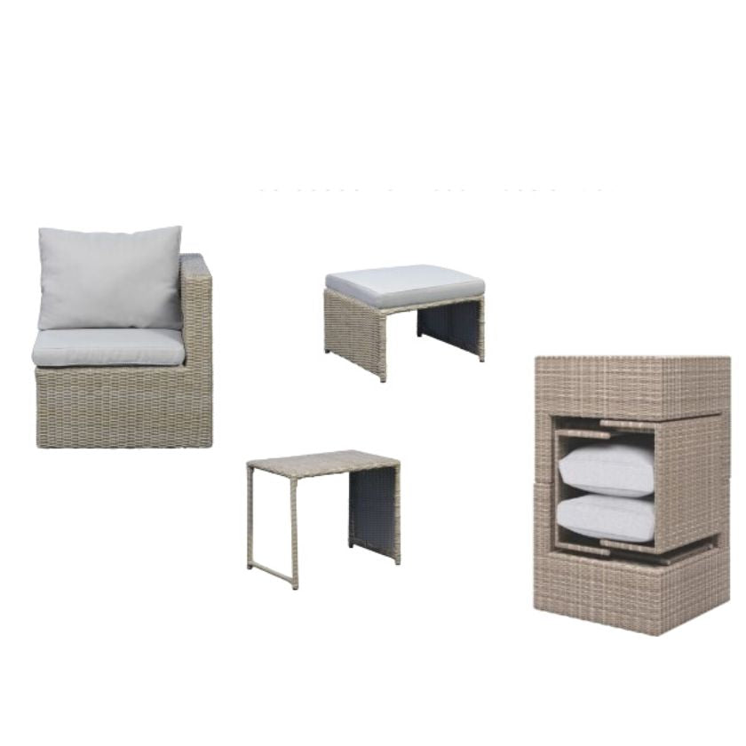 Outdoor 5 Piece Sofa Set Brown Wicker