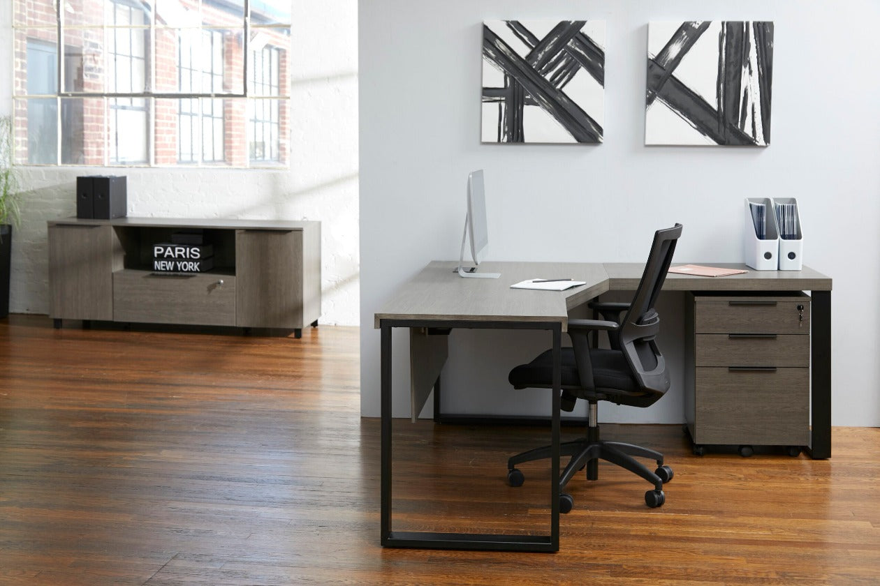 Stavanger Crescent Desk 71" in Dark Grey