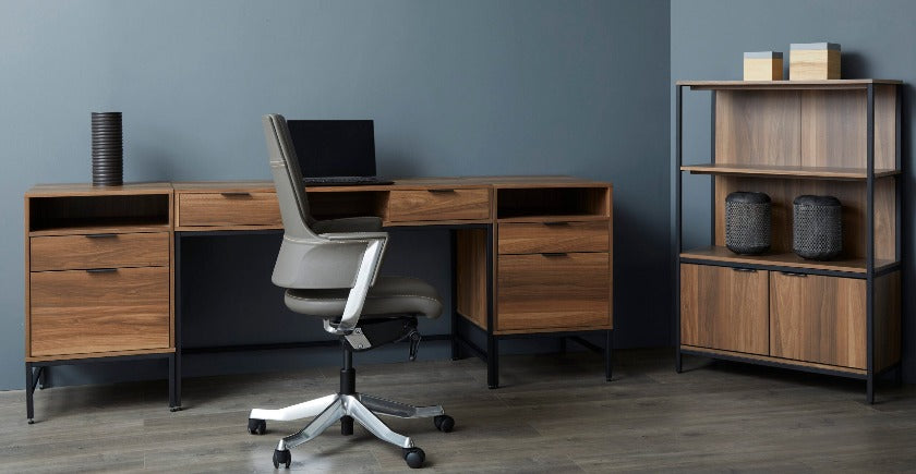 Sierra Home Office Desk w/ Shelf and 2 Drawers