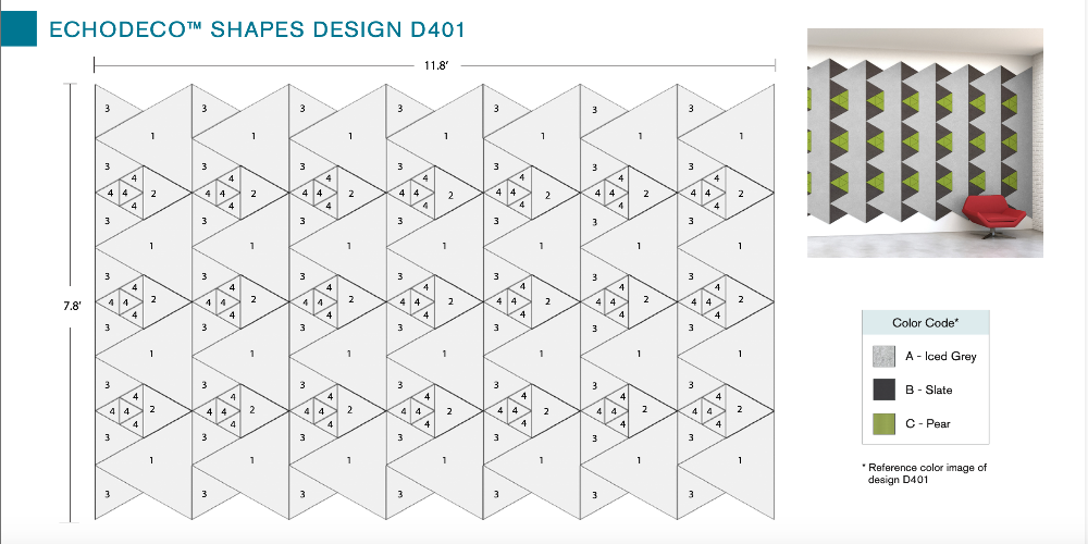 EchoDeco Decorative 90% Acoustic Wall Tiles Triangle Shapes
