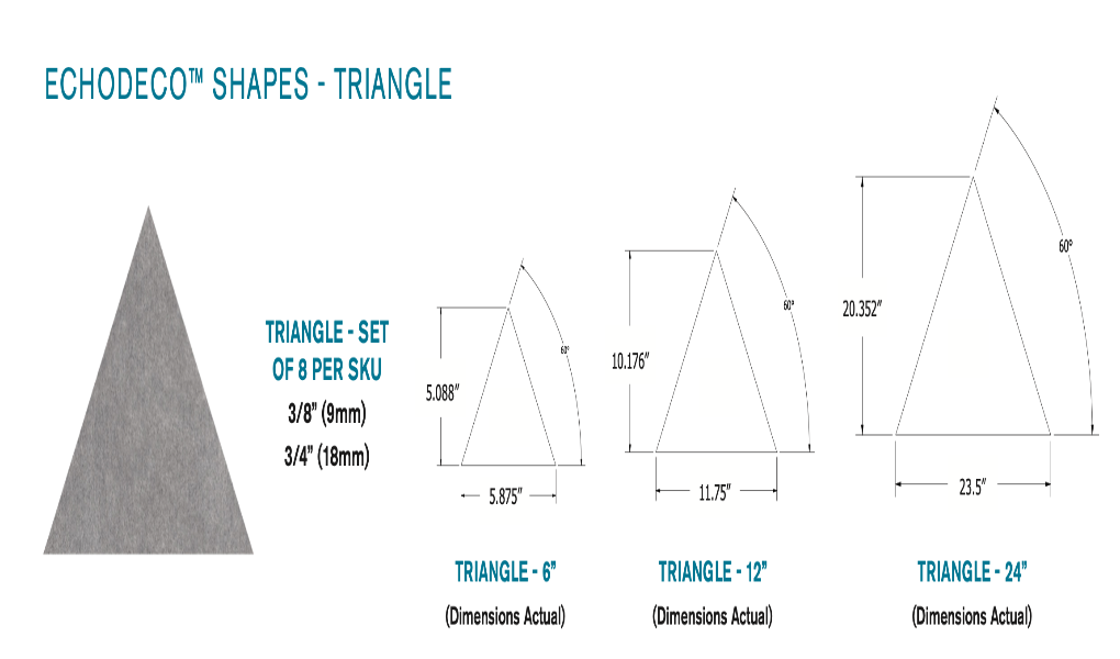 EchoDeco Decorative 90% Acoustic Wall Tiles Triangle Shapes