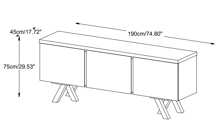 Mills Grey Sideboard Concrete Top MILL-4502