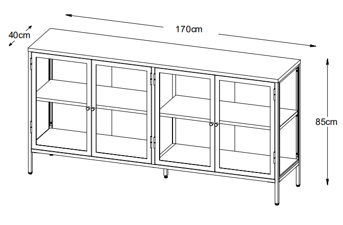 Carmel Sideboard in Black Glass Door