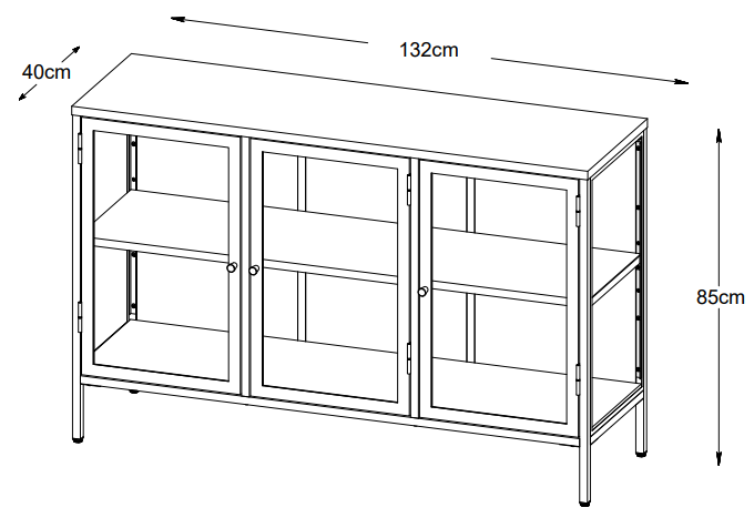 Carmel Sideboard in Black Glass Door