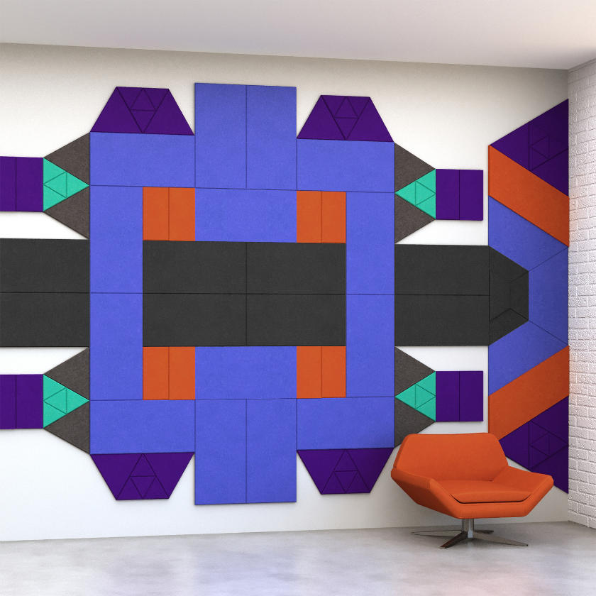 EchoDeco 90% Acoustic Wall Tile Shapes 12" & 24" Square Trapezoid