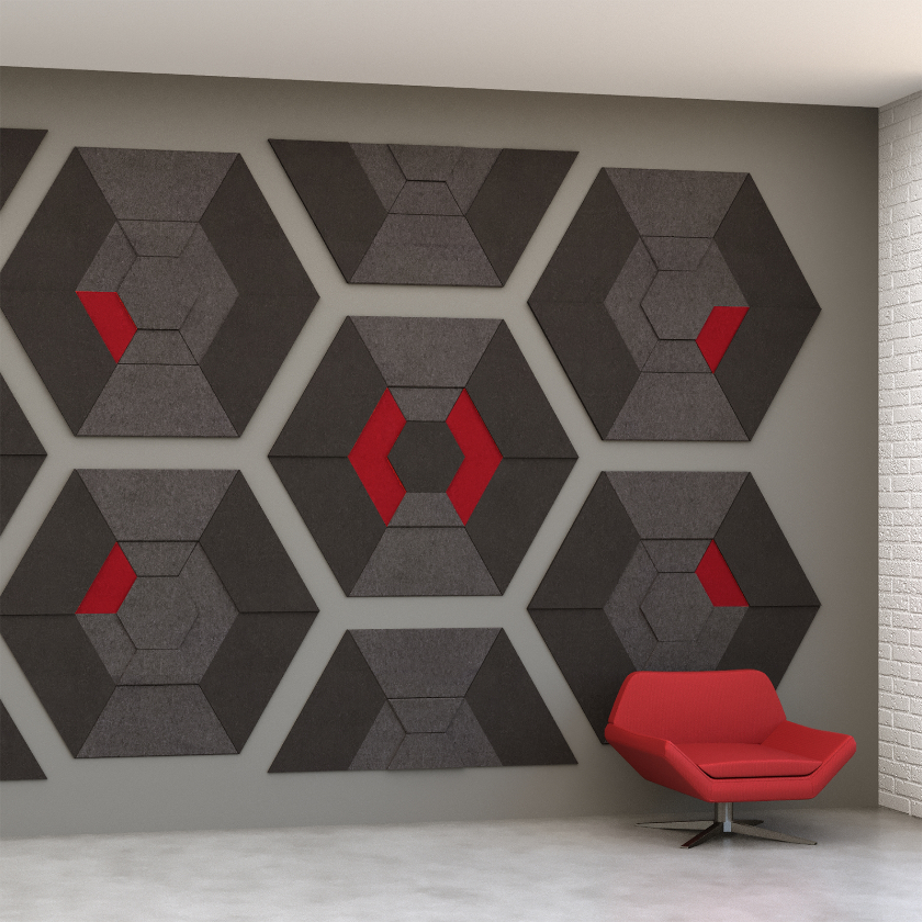 EchoDeco 90% Acoustic Wall Tile Shapes 12" & 24" Square Trapezoid