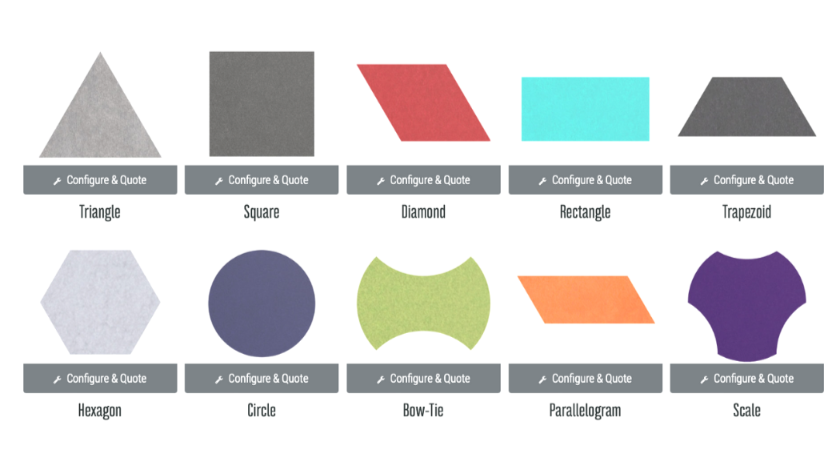 EchoDeco 85% Acoustic Wall Tile Trapezoid & Square Shapes