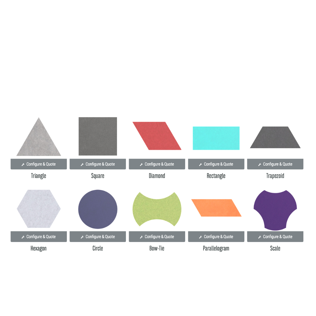 EchoDeco 90% Acoustic Wall Tile Shapes 12" & 24" Square Trapezoid