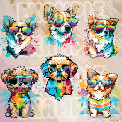 Colorful Dogs Decals Sticker Set