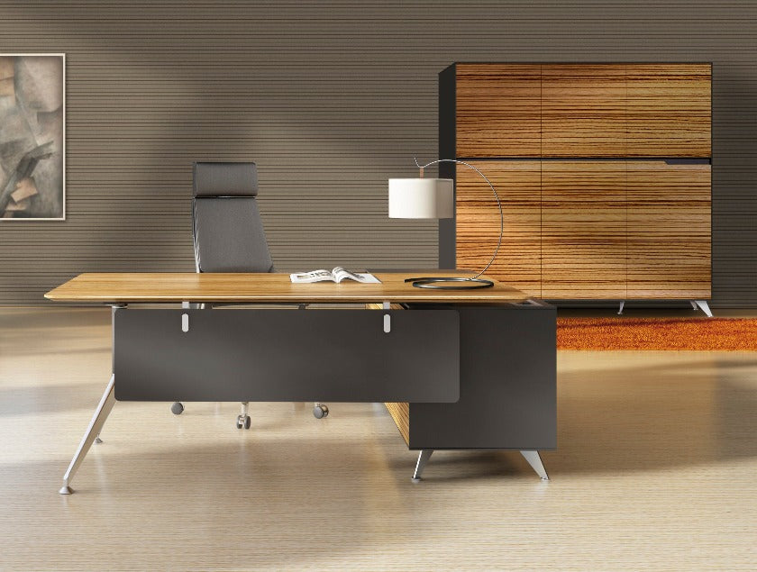 90 Degree Executive Desk with Credenza Return