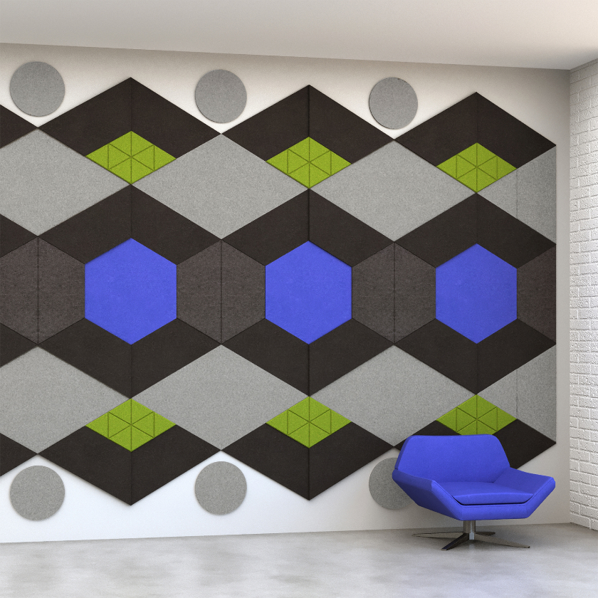 EchoDeco 85% Acoustic Wall Tile Parallelogram Shapes 12" & 24"