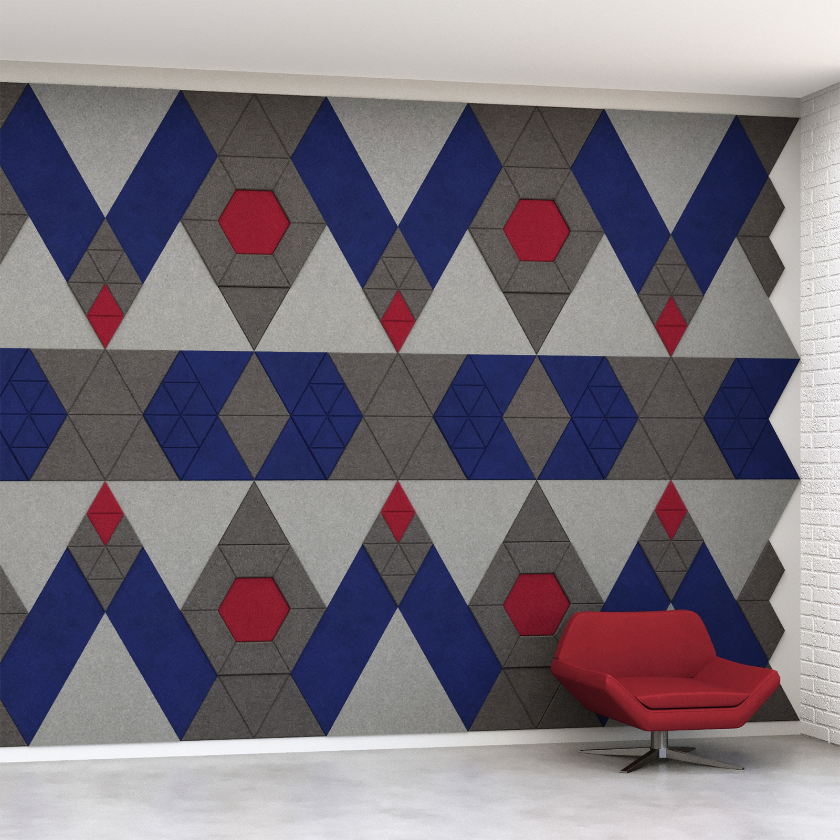 EchoDeco 85% Acoustic Wall Tile Parallelogram Shapes 12" & 24"