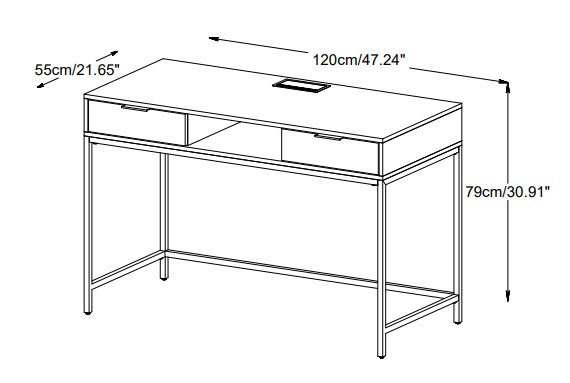 Sierra Home Office Desk w/ Shelf and 2 Drawers